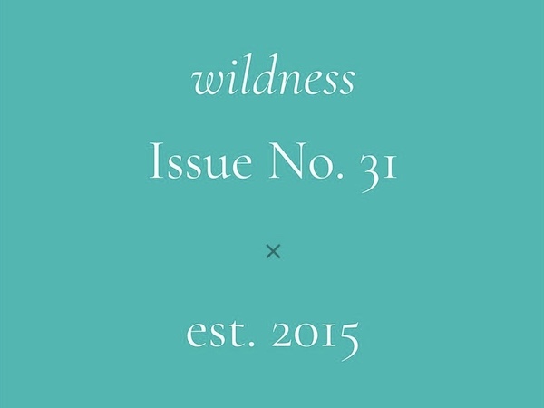 White text on a blue-green background: wildness, issue no. 31. est. 2015